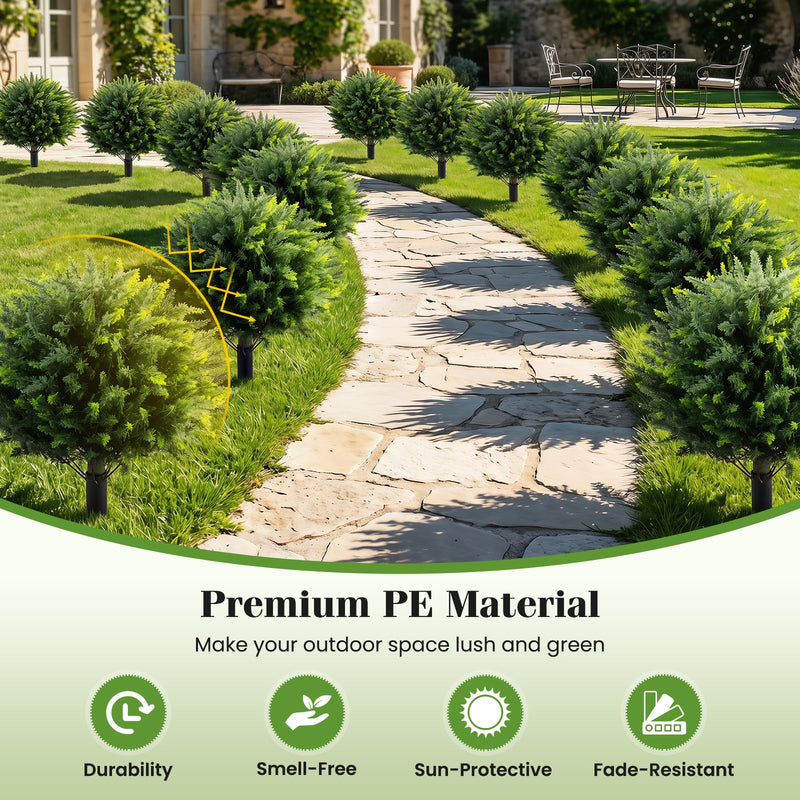 Load image into Gallery viewer, Goplus 27.5" Artificial Cypress Topiary Trees Set of 2 for Front Porch Patio Home Decoration