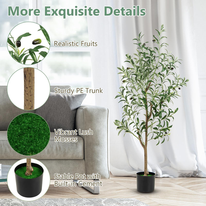 Load image into Gallery viewer, Goplus 4.5ft Artificial Olive Tree, Tall Fake Potted Olive Silk Tree with Realistic Fruits, 2 Pack