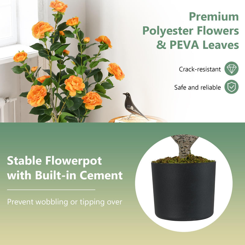 Load image into Gallery viewer, Goplus 36’’ Artificial Camellia Tree Faux Floral Plant Blooming Tree in Nursery Pot