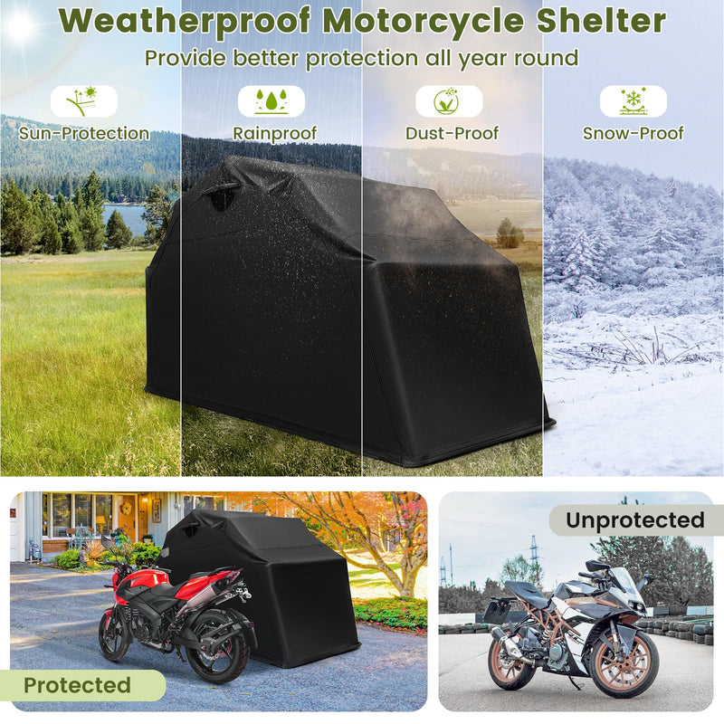 Load image into Gallery viewer, Goplus Motorcycle Shed, Waterproof Motorcycle Garage with 600D Oxford Fabric