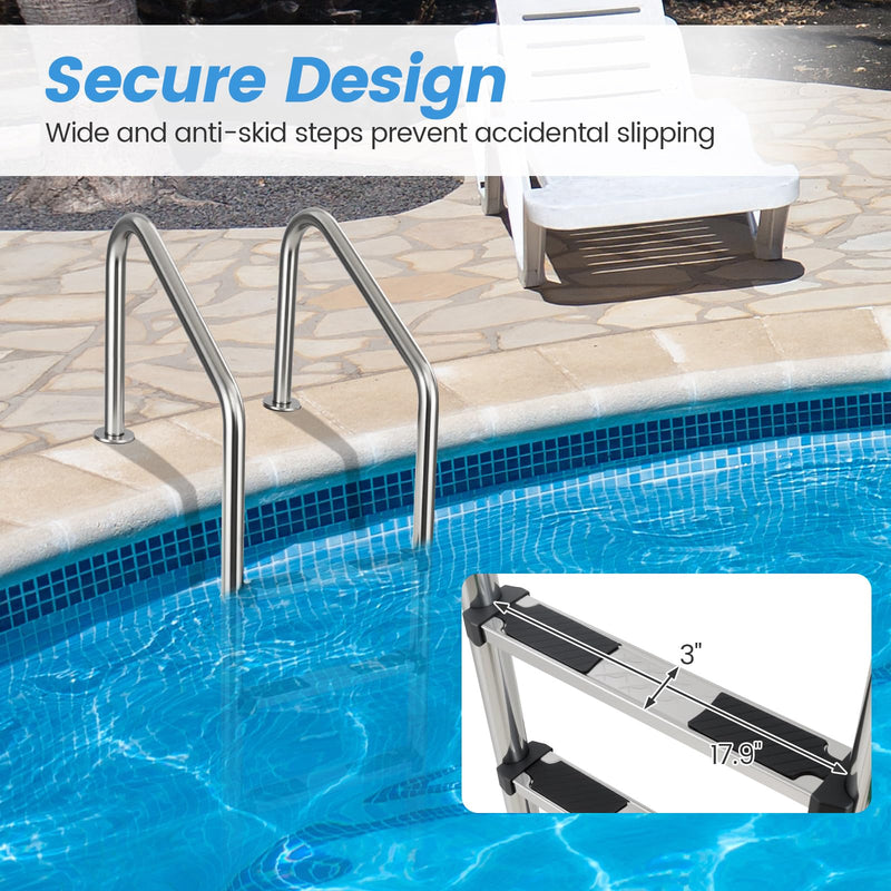 Load image into Gallery viewer, Goplus 4-Step Swimming Pool Ladder Heavy Duty Non-Slip Ladder