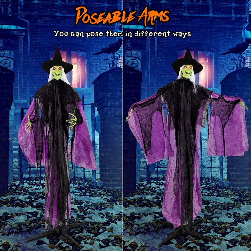 Load image into Gallery viewer, Goplus 7.2 FT Halloween Animatronic Witch, Animated Standing Poseable Figure with Light up Eyes