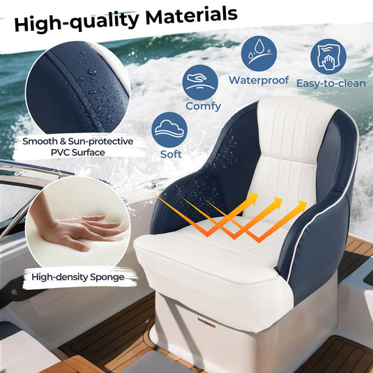 Goplus Pontoon Boat Seat with Thick Cushioned Seat | Ergonomic Cabin Caption Chair