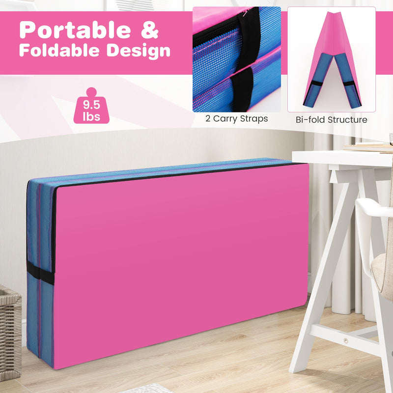 Load image into Gallery viewer, Goplus 4ft x 4ft x 4in Thickened Bi-Fold Fitness Mat with Carrying Handles & PU Leather Cover