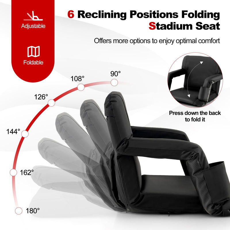 Load image into Gallery viewer, Goplus Stadium Seating for Bleachers, Folding Bleacher Chair with Back Support, 6 Reclining Positions