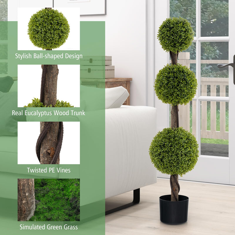 Load image into Gallery viewer, Goplus 4ft Artificial Boxwood Topiary Ball Tree, Faux Potted Plants Cypress Tree with Weighted Pot