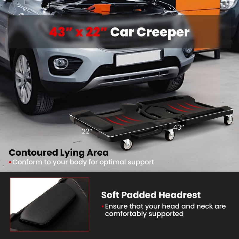 Load image into Gallery viewer, Goplus 43 Inches Mechanic Creeper with Padded Headrest & Tool Trays