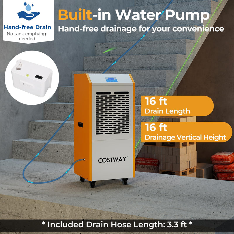Load image into Gallery viewer, 290 Pints Commercial Dehumidifier with Pump, Industrial Dehumidifier with Drain Hose, 24H Timer & Wheels for Basement
