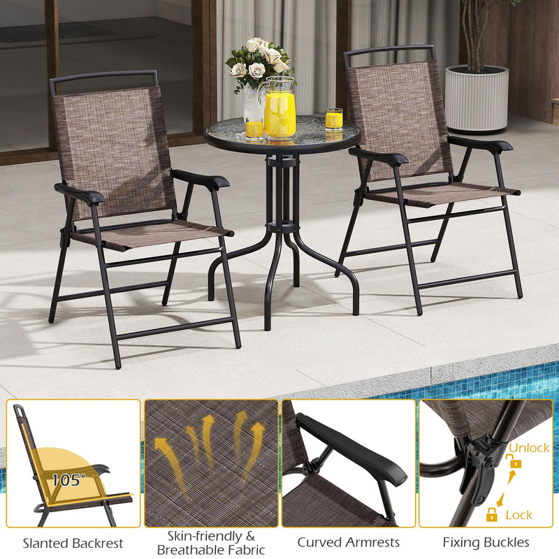 Load image into Gallery viewer, Goplus 3 Pieces Bistro Set with Tempered Glass Table
