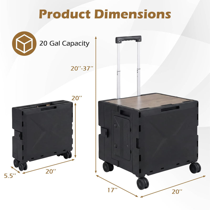 Load image into Gallery viewer, Goplus Foldable Utility Cart on 4 Rotate Wheels