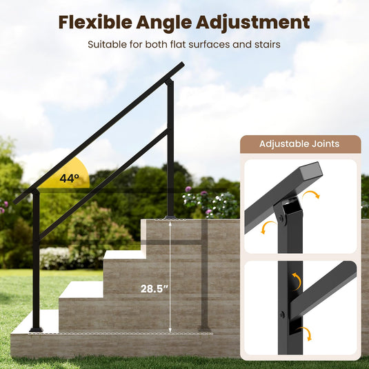 Goplus 330 LBS Staircase Safety Railing with Installation Kit Fits 0-4 Steps