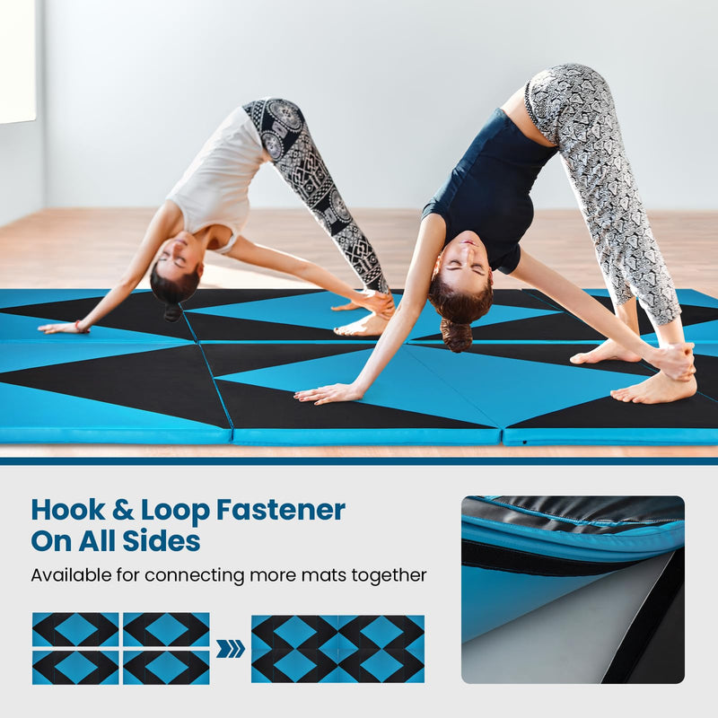 Load image into Gallery viewer, Goplus Folding Gymnastics Mat, 10’ x 4’ x 2’’ Thick Tumbling Mats with PU Leather, Hook & Loop Fasteners