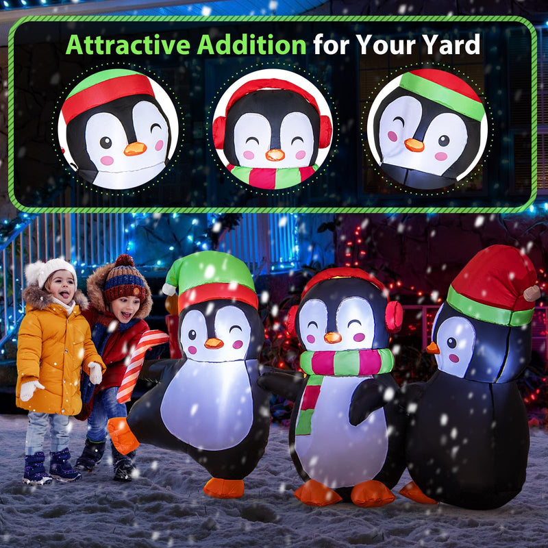 Load image into Gallery viewer, Goplus 6FT Christmas Inflatables, LED Lighted Xmas Inflatable Penguin Family Hand in Hand
