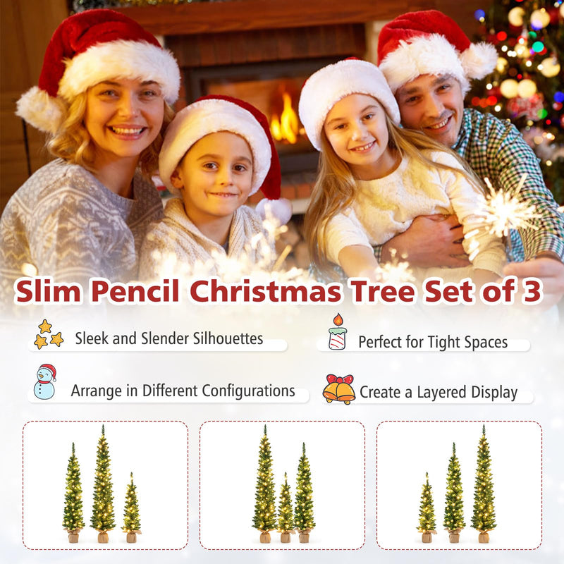 Load image into Gallery viewer, Goplus 3' 4' 5' Pre-Lit Artificial Christmas Tree Set of 3