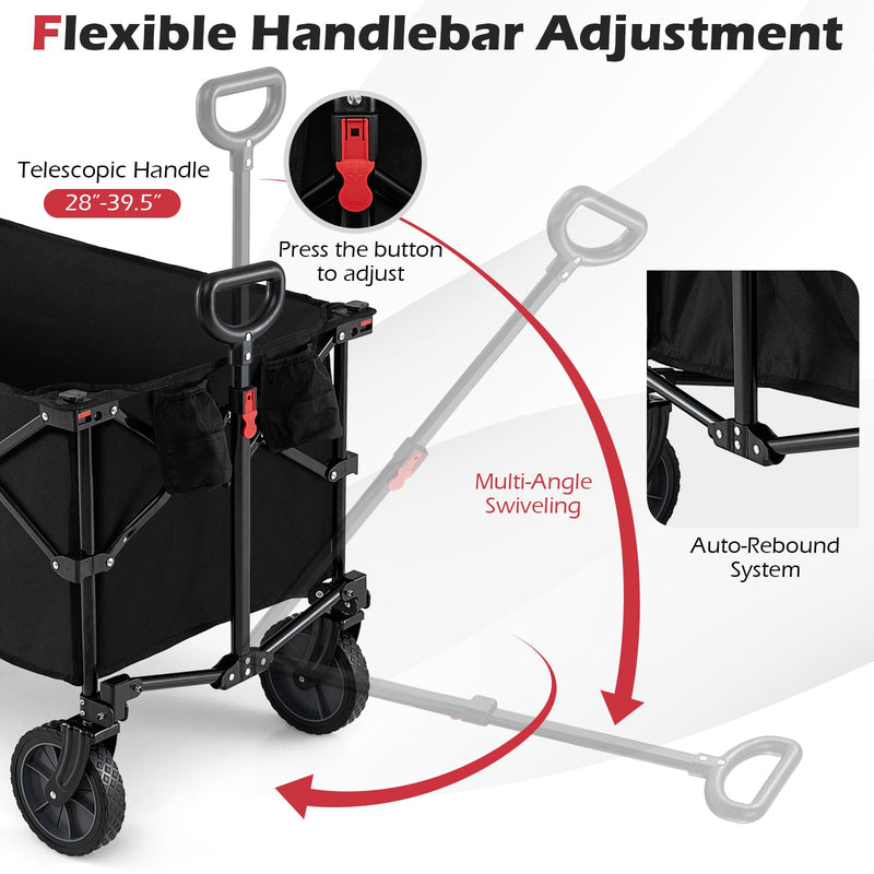 Load image into Gallery viewer, Goplus 38" Collapsible Wagon Cart with All-Terrain Wheels & 2 Cup Holders