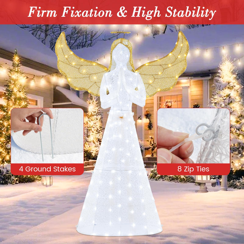 Load image into Gallery viewer, Goplus 5 FT Christmas Pre-Lit Angel, Yard Lighted-up Festive Angel w/Halo