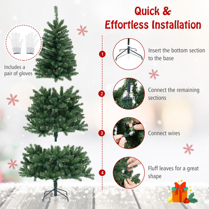Load image into Gallery viewer, Goplus 7ft Pre-Lit Christmas Tree, Artificial Hinged Xmas Tree with 250 Warm White LED Lights