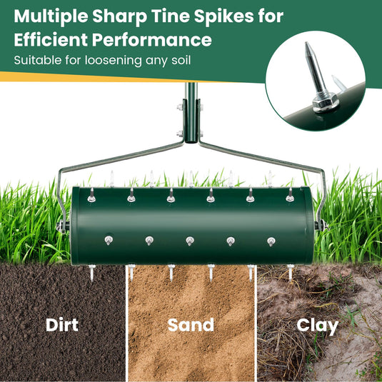 Goplus Rolling Lawn Aerator, Filled with Sand or Stone