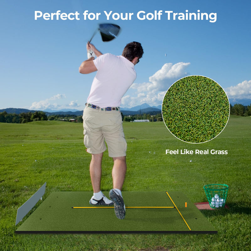 Load image into Gallery viewer, Goplus Golf Mat, 5x3ft/5x4ft Golf Hitting Mat 20/25/27/32mm Thick w/2 Alignment Sticks & 2 Golf Tees