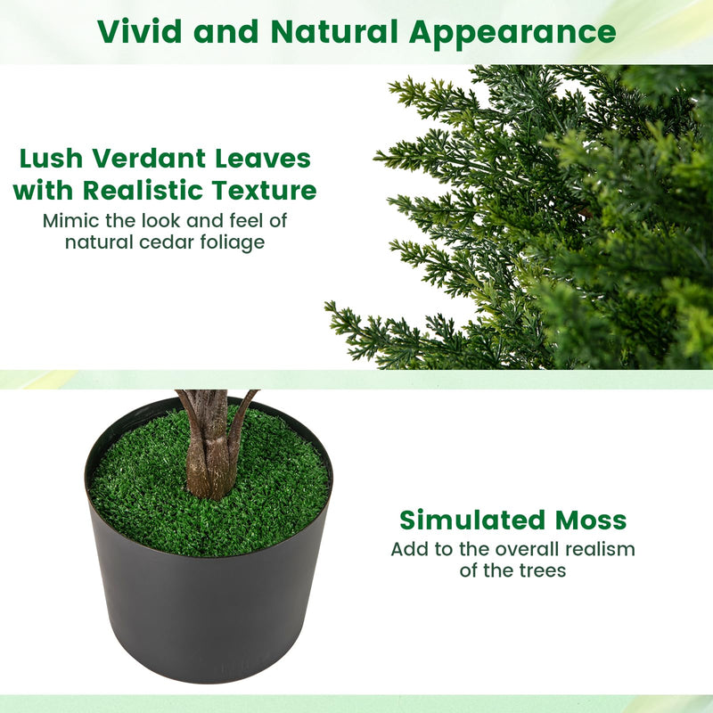Load image into Gallery viewer, Goplus 4 FT Artificial Cedar Topiary Trees for Outdoors, Set of 2 Potted Fake Cypress Trees
