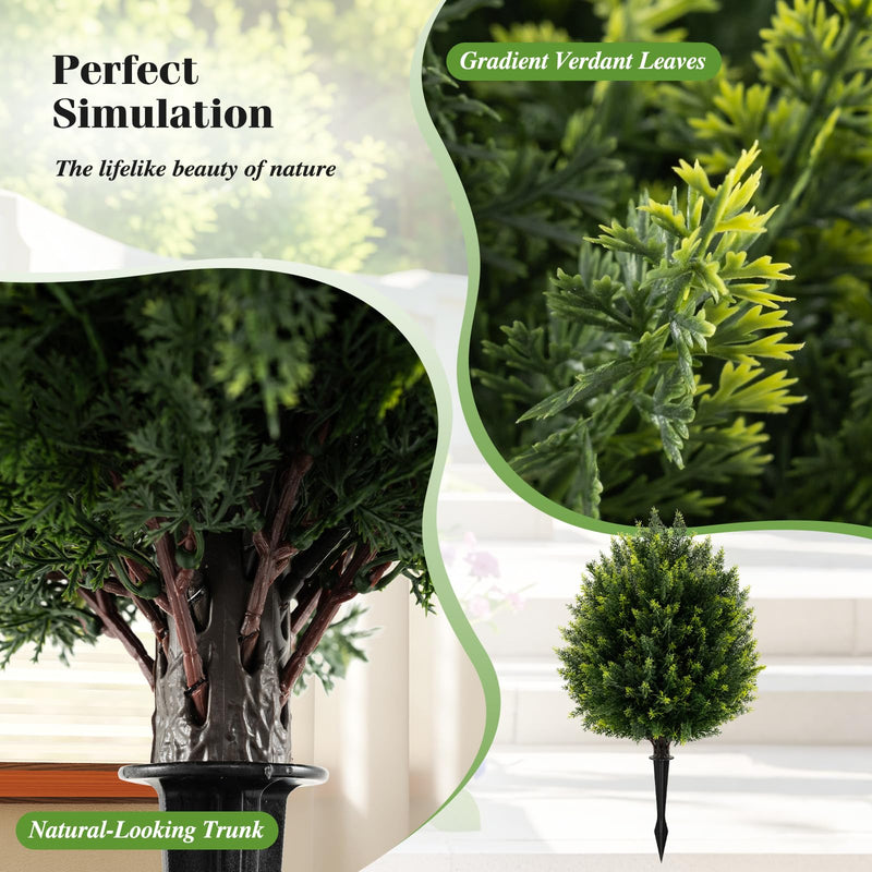 Load image into Gallery viewer, Goplus 2 Pack Faux Cedar Bushes with Ground Spike Sun-Protective Fake Shrub Plants