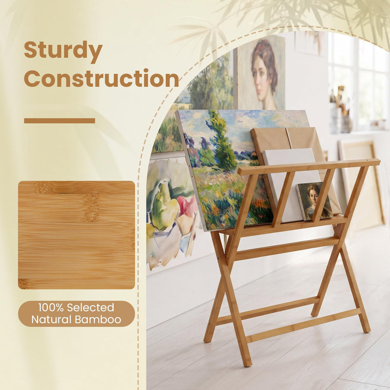 Load image into Gallery viewer, Goplus Bamboo Art Print Rack for Canvas Storage & Display | Freestanding Artwork Display Stand