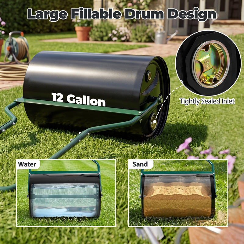 Load image into Gallery viewer, Goplus 12 Gallon Water/Sand Filled Garden Drum Roller w/U-Shape Handle