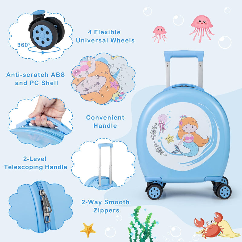 Load image into Gallery viewer, Goplus 4 Piece Kids Luggage Set, 14” Carry-on Hardside Spinner Luggage w/ 10” Backpack