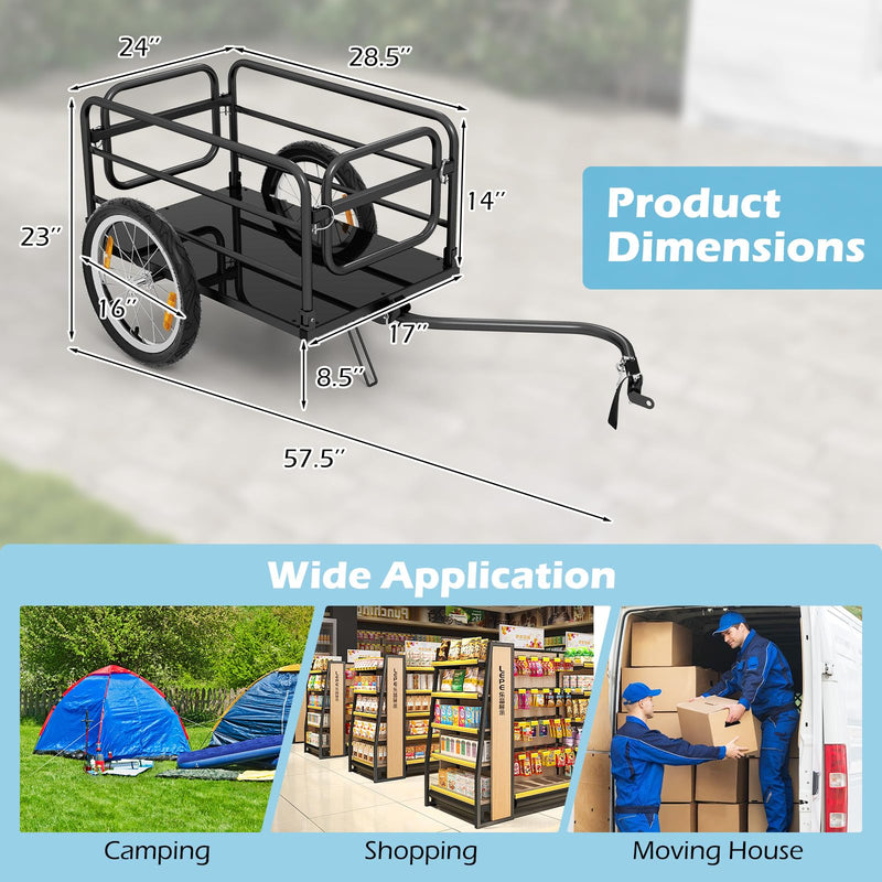 Load image into Gallery viewer, Goplus Bike Cargo Trailer, Folding Bike Cart with Weather-Proof Oxford Cover, Universal Hitch, 16" Pneumatic Wheels