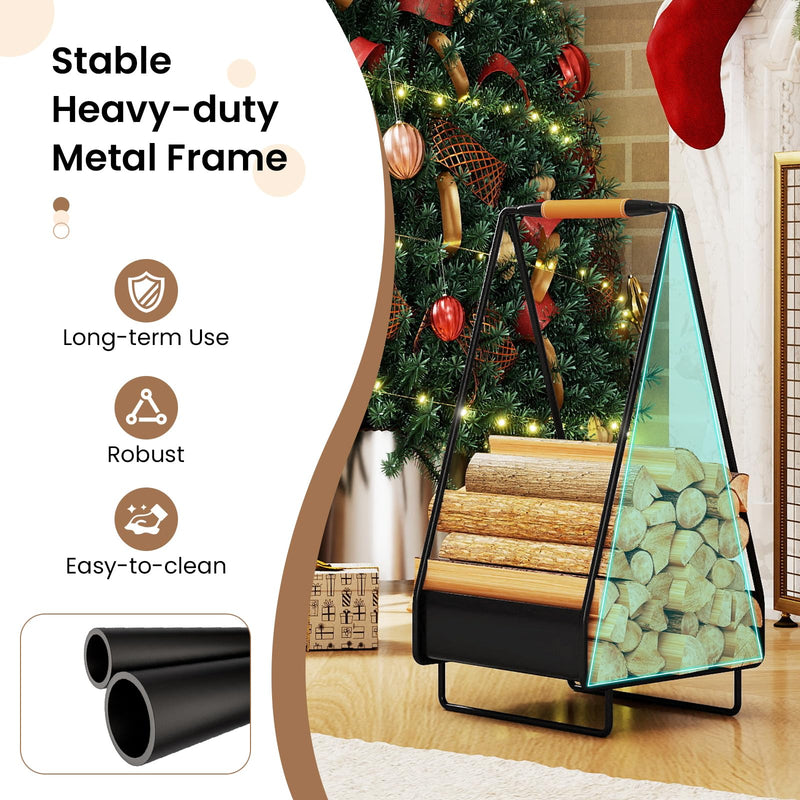 Load image into Gallery viewer, Goplus Heavy-duty Metal Log Holder with Handle & Square Rack