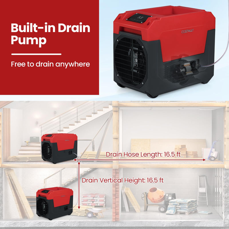 Load image into Gallery viewer, 140 Pints Commercial Dehumidifier with Pump, Portable Industrial Dehumidifier with Drain Hose for Basements
