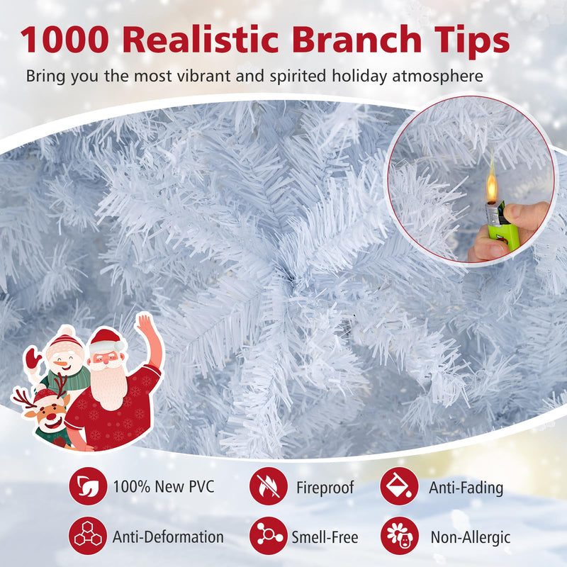 Load image into Gallery viewer, Goplus White Pre-Lit Artificial Christmas Tree with Warm White & 3-Color LED Lights