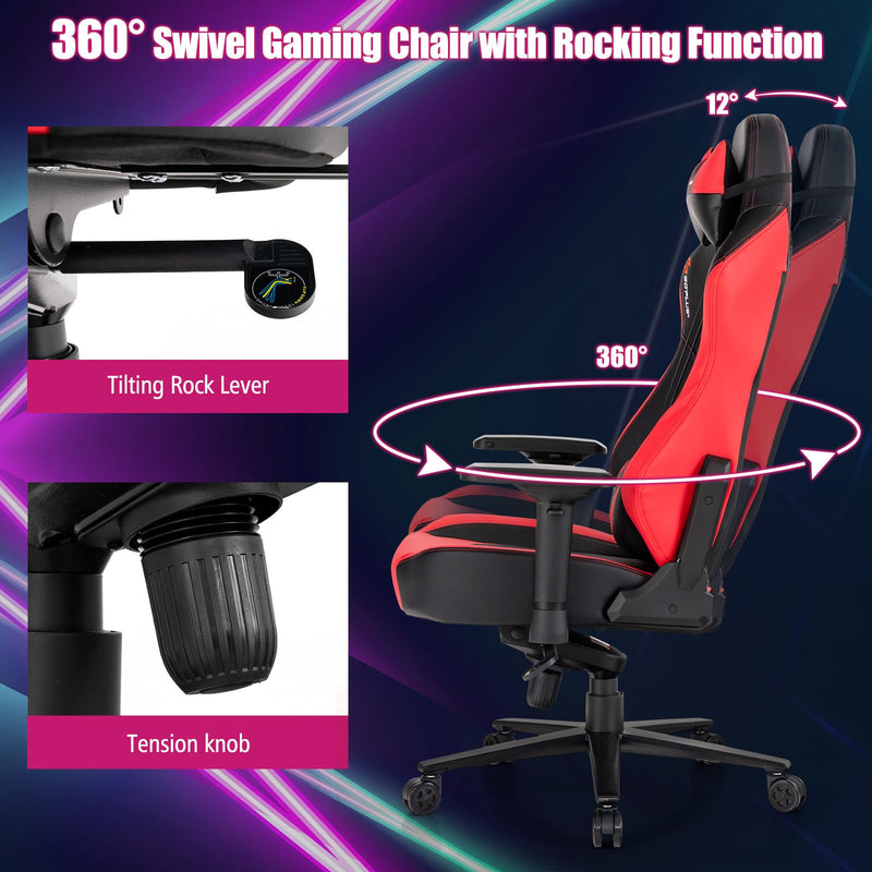 Load image into Gallery viewer, Goplus Gaming Chair, 360¡ã Swivel Computer Chair with Casters, Multi-Angle Reclining, Tension Control, 4D Armrest
