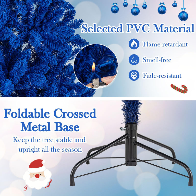 Load image into Gallery viewer, Goplus 7 FT Pre-Lit Royal Blue Snow Flocked Christmas Tree with 340 LED Lights