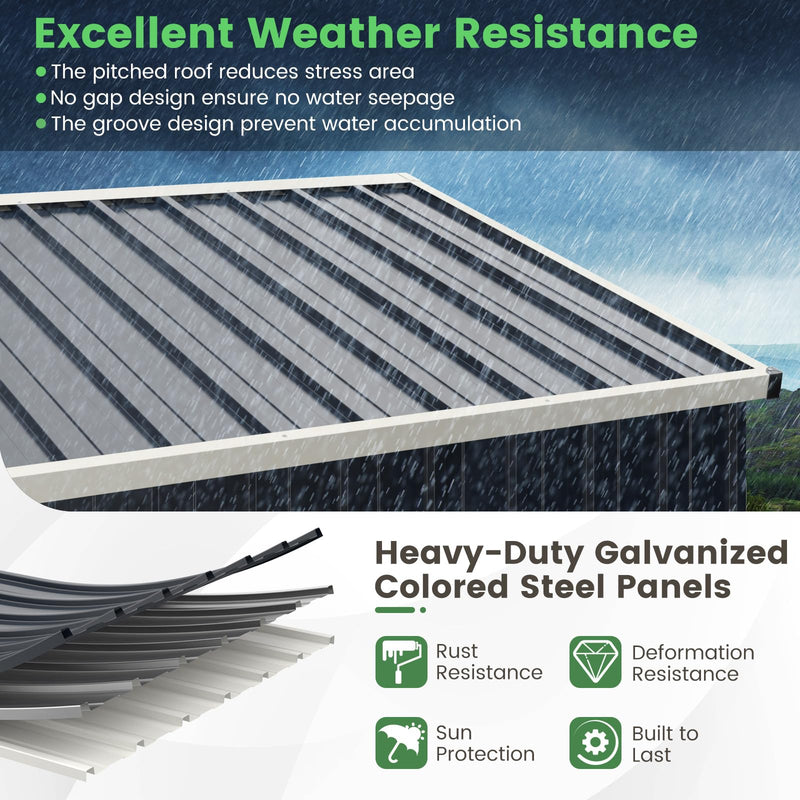 Load image into Gallery viewer, Goplus Metal Outdoor Storage Shed, Snap-on Structures for Efficient Assembly, All-Weather Color Steel Utility Storage House