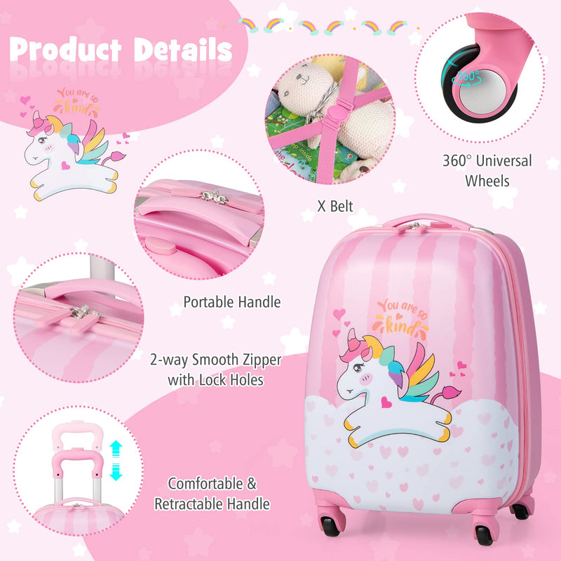 Load image into Gallery viewer, Goplus 2PC Kids Luggage, 12" & 16" Kids Carry On Luggage Set, Lightweight Spinner Suitcases