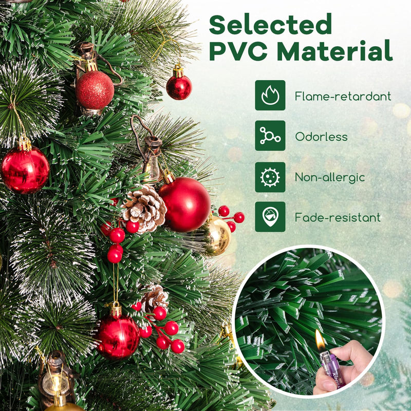 Load image into Gallery viewer, Goplus Pre-Lit Fiber Optic Christmas Tree, Artificial Snowy Xmas Tree with Warm White LED Lights