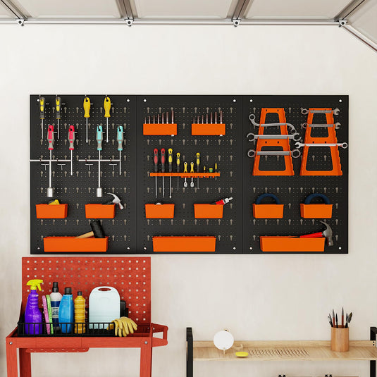 Goplus Pegboard Wall Organizer with Hammer Racks Tool Holders & Hooks
