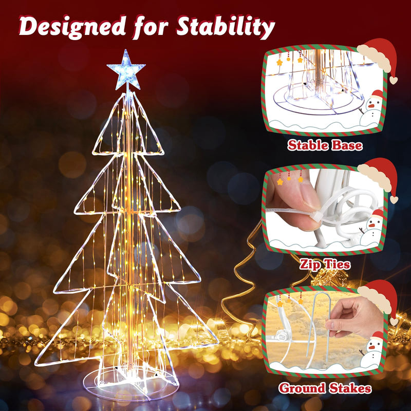 Load image into Gallery viewer, Goplus 5 FT LED Lighted Cone Tree, Indoor & Outdoor Xmas Decoration with Star Topper & Round Base