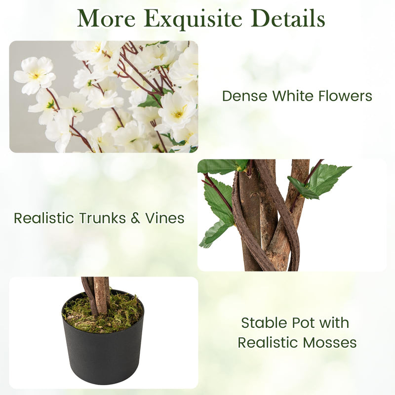 Load image into Gallery viewer, Goplus 47” Faux Plum Blossom Plant with White Fabric Flower
