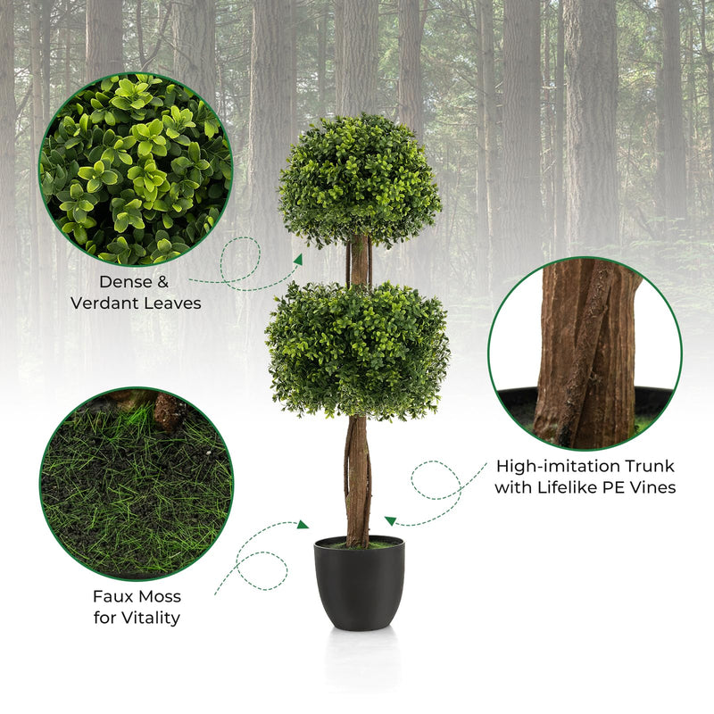 Load image into Gallery viewer, Goplus 40" Artificial Boxwood Topiary Ball Tree