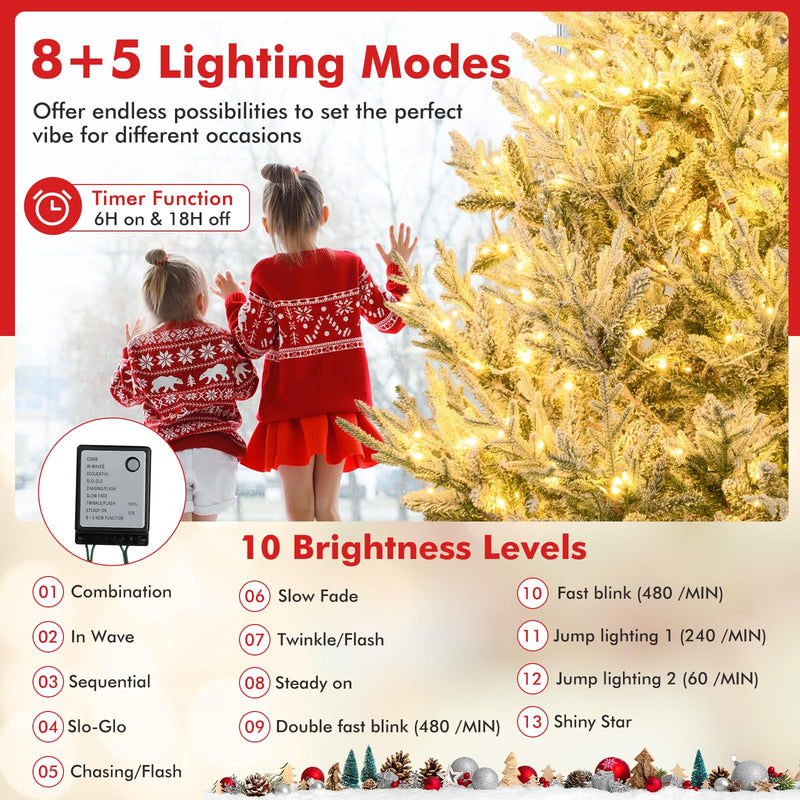 Load image into Gallery viewer, Goplus 6FT / 7FT / 8FT Pre-Lit Snow Flocked Christmas Tree | Holiday Home Office Decoration