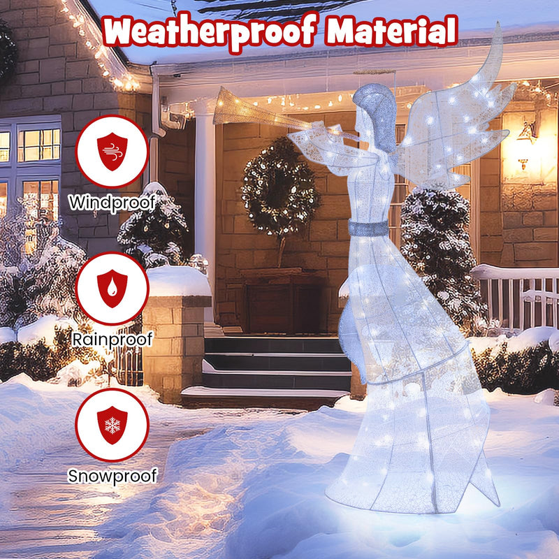 Load image into Gallery viewer, Goplus 5 FT Lighted Trumpeting Angel, Light-up Christmas Angel with LED Lights