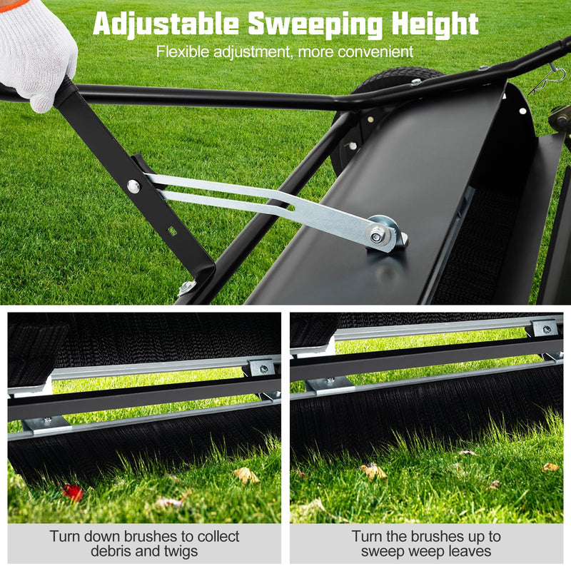 Load image into Gallery viewer, Goplus Lawn Sweeper Tow Behind with Large-Capacity Hopper Bag