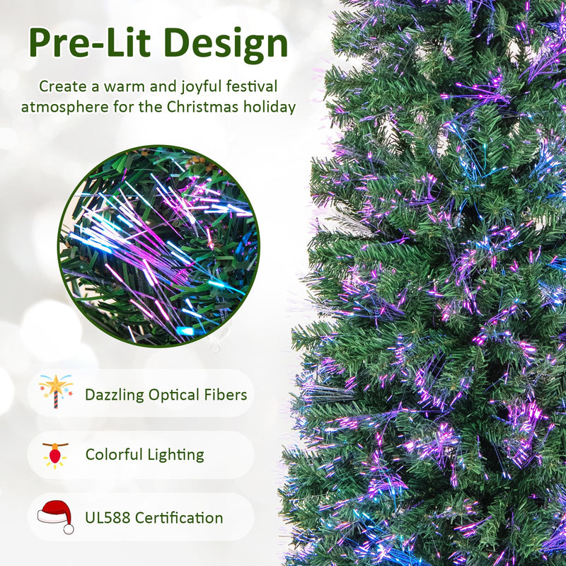 Load image into Gallery viewer, Goplus 5ft Fiber Optic Pencil Christmas Tree Xmas Full Tree for Home Office Holiday Decor
