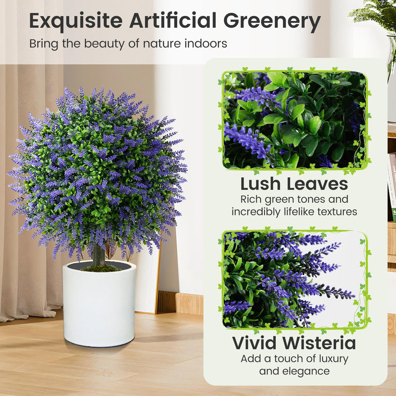 Load image into Gallery viewer, Goplus 22'' Artificial Wisteria Topiary Ball Tree with Vivid Wisteria