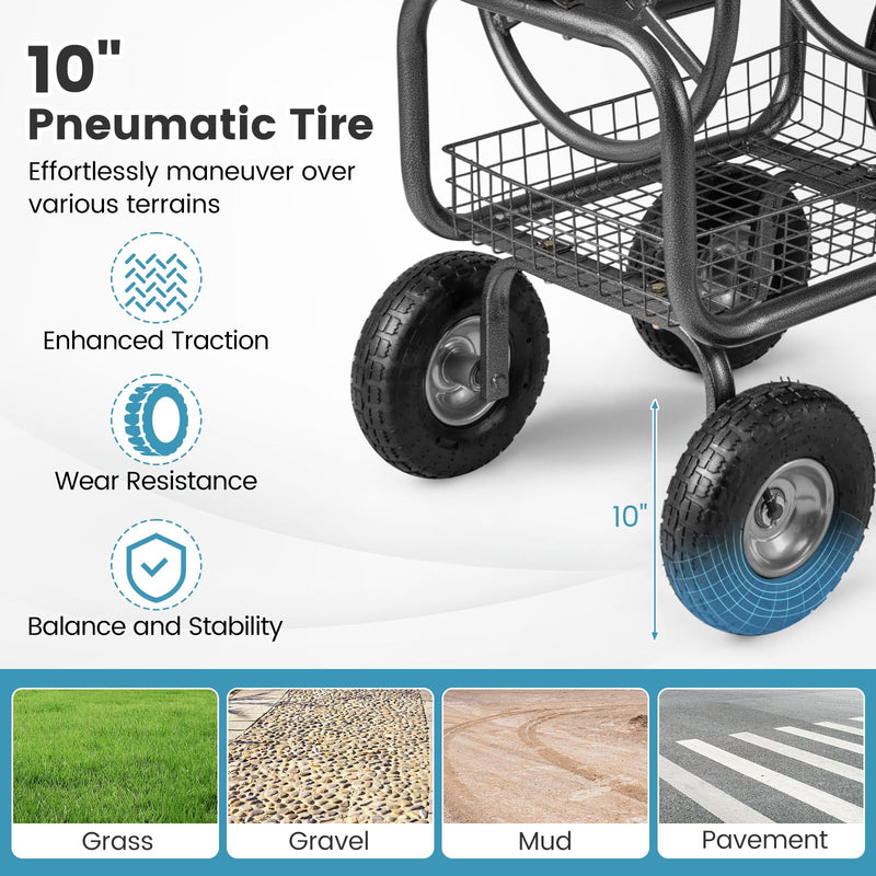 Load image into Gallery viewer, Goplus Hose Reel Cart with Storage Basket Hold Up to 300 ft of 5/8" Hoses