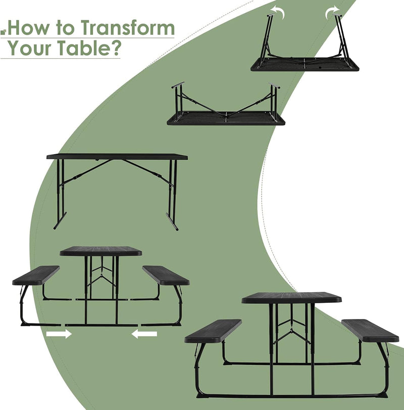 Load image into Gallery viewer, Goplus Foldable Picnic Table with Benches