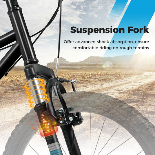 Goplus 20/24 Inch Kids Mountain Bike w/ 6-Speed Drivetrain & Suspension Fork