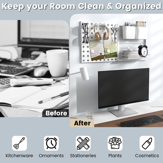 Goplus Peg Board, Metal Pegboard Kit with 2 Pegboard Panels